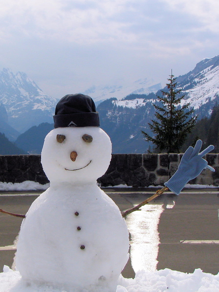 The snowman we built at Gschletterkurve on the Susten Pass in Switzerland
