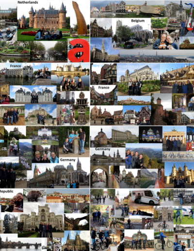 Collage of our pictures from countries in Europe