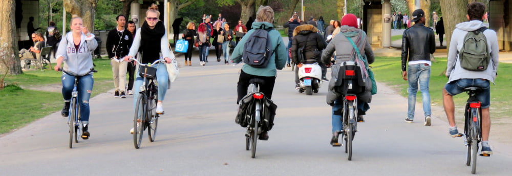 Various cyclists in Amsterdam