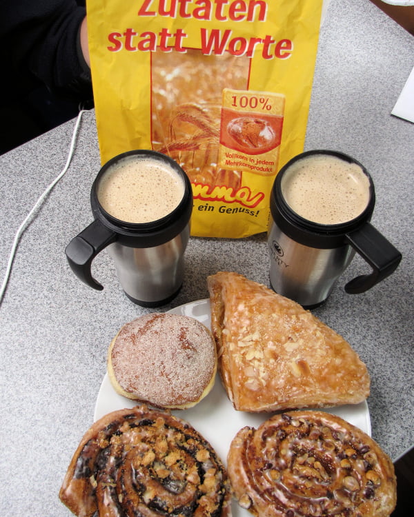 Coffee and pastries in motorhome Europe