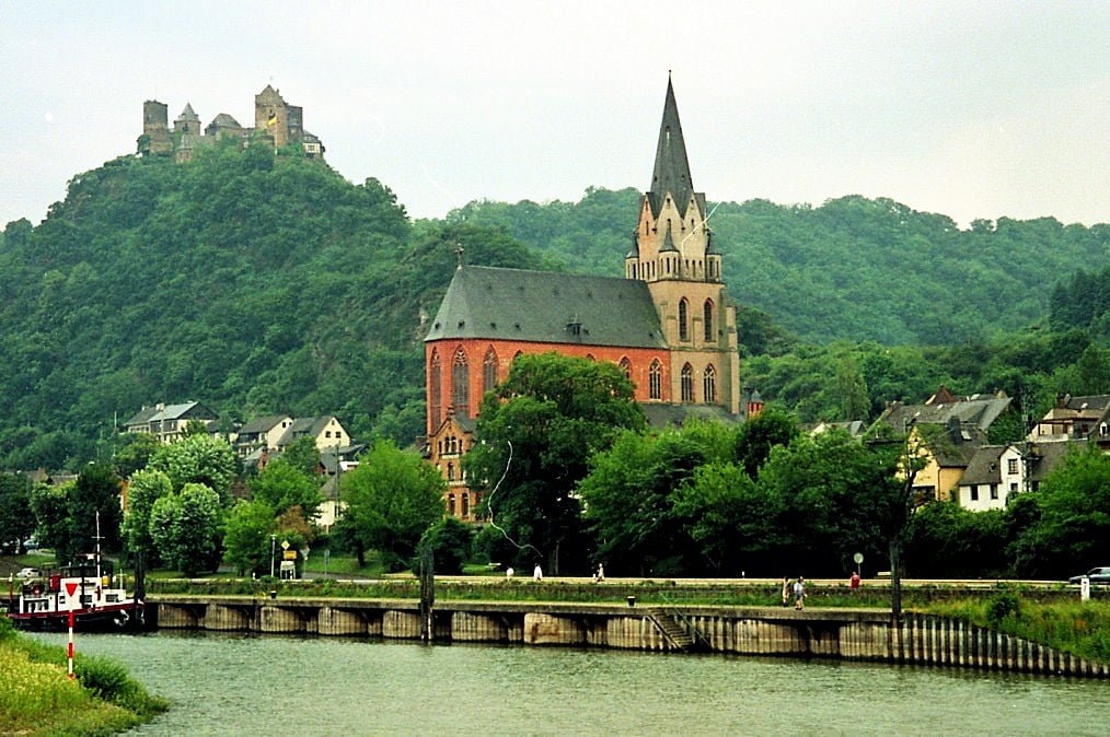 View from the ferry on the Rhine river, Germany.